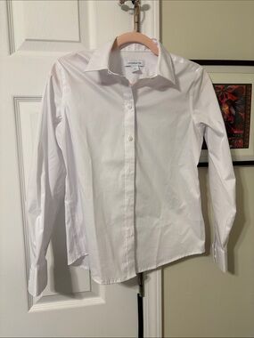 Liz Claiborne White Button-Front Collared Blouse